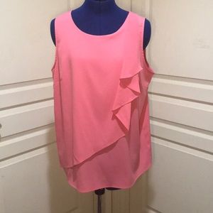 Apt. 9 Pink Tank Top w/ruffle Size Large